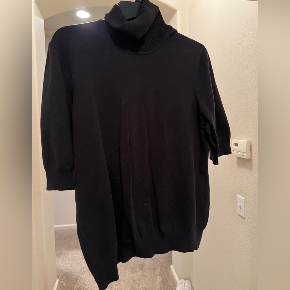 Chicos size 2 elbow length sleeve turtleneck black sweater